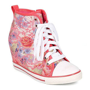 Floral Wedge Sneakers